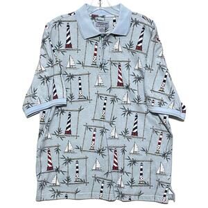 Windham Pointe Lighthouse Polo Shirt Mens M Nautical Coastal Sailing Vacation